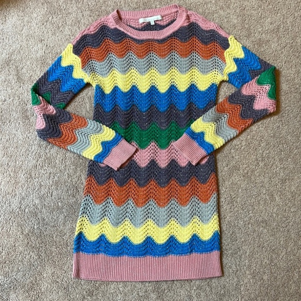 Lovers and friends striped colorful sweater dress tunic , size S